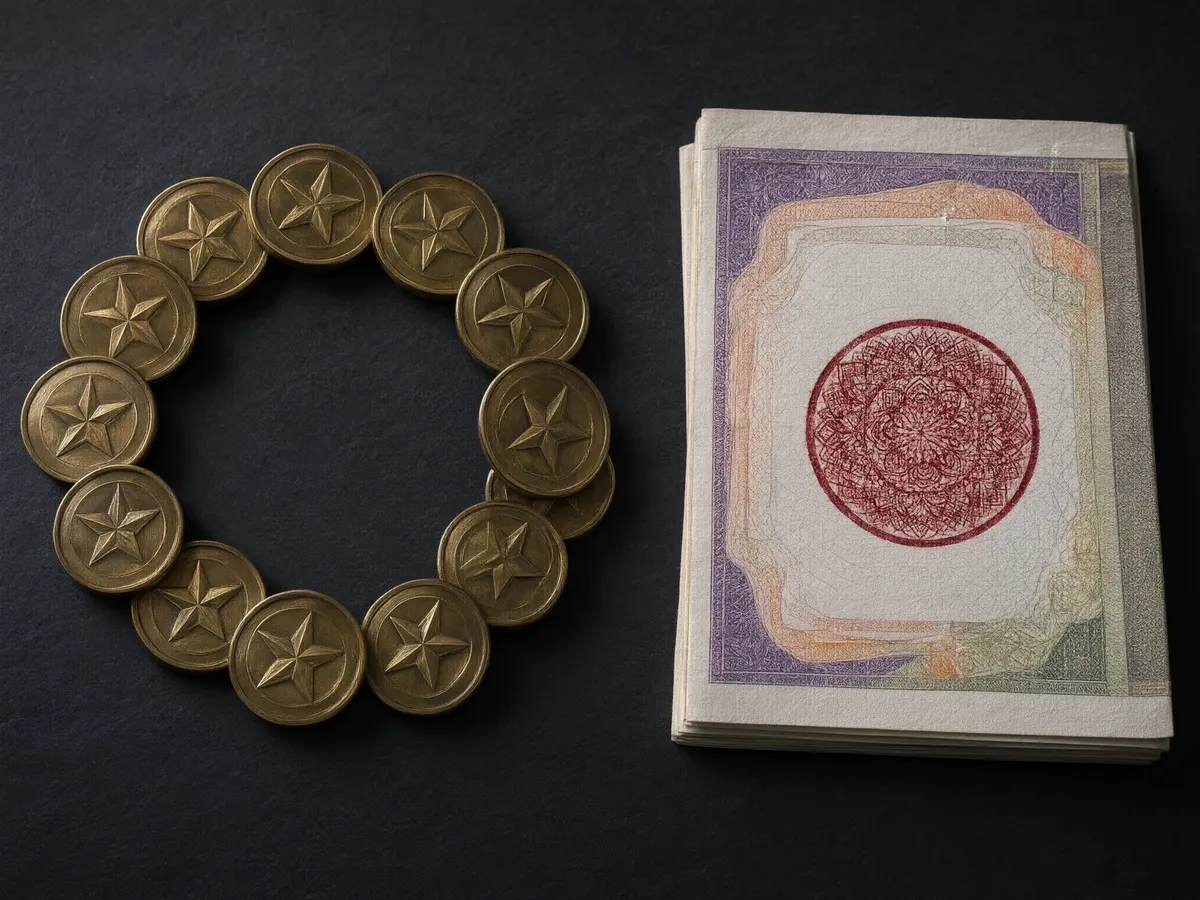 EU stars made of coins on one side and stacked rupee notes on the other, illustrating EU and India gambling tax comparison